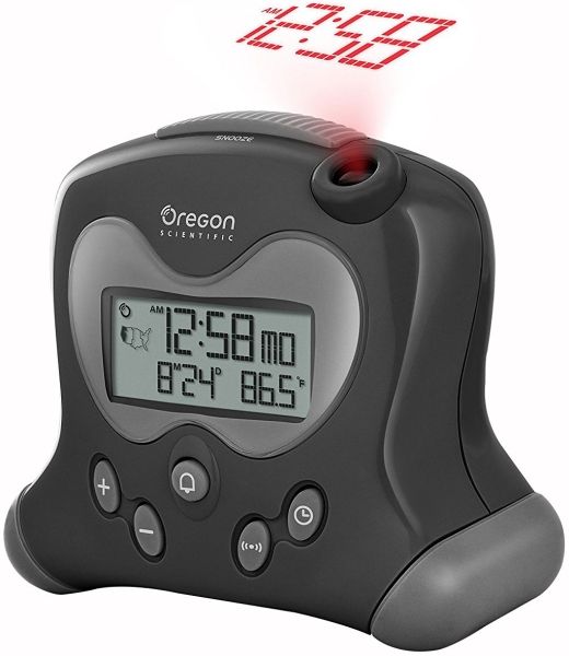 Oregon Rm Pnfa Blk Self Setting Atomic Projection Alarm Clock With Temperature Detail Page